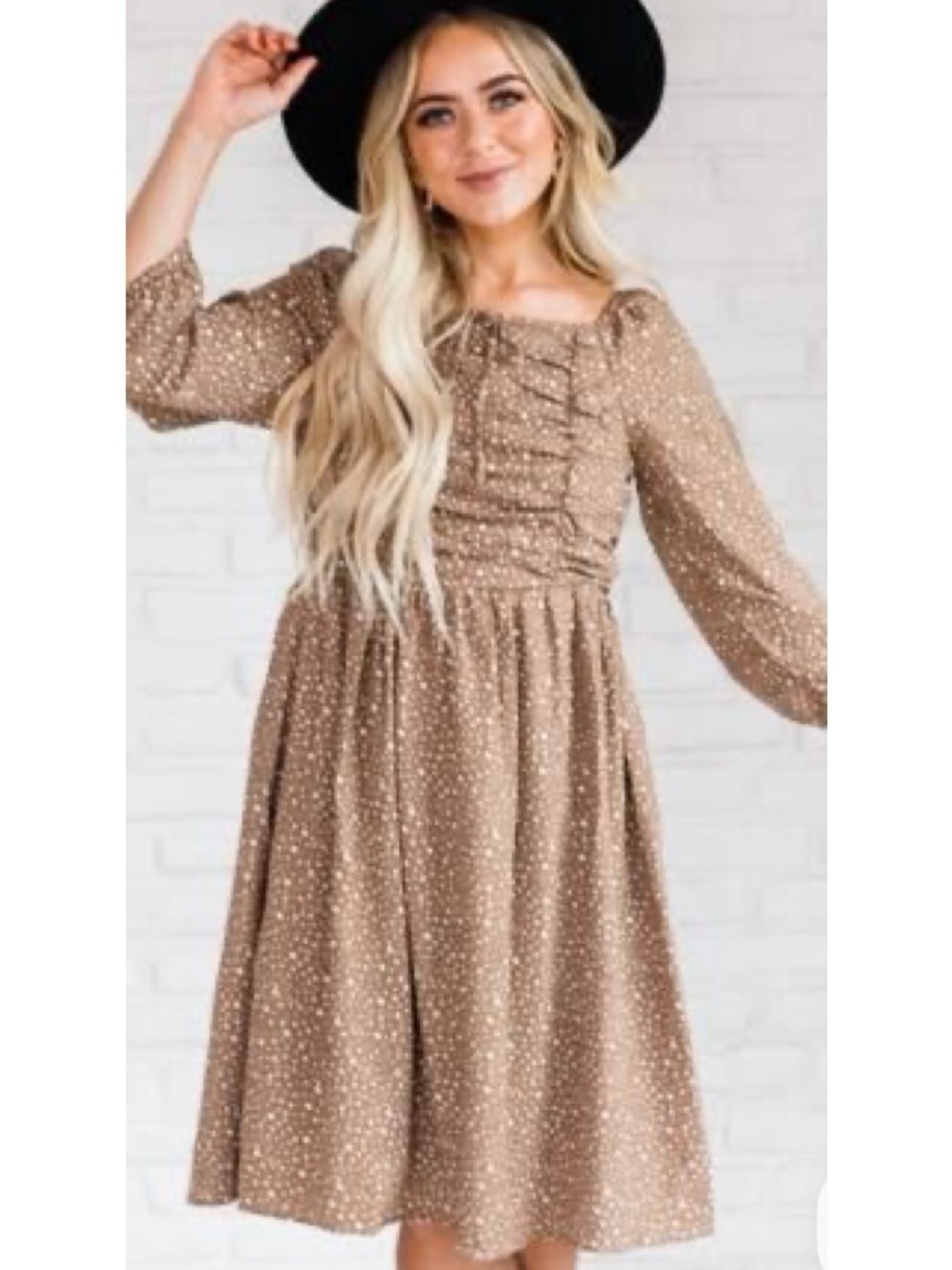 Orange Creek Brown Dot Midi Dress Medium